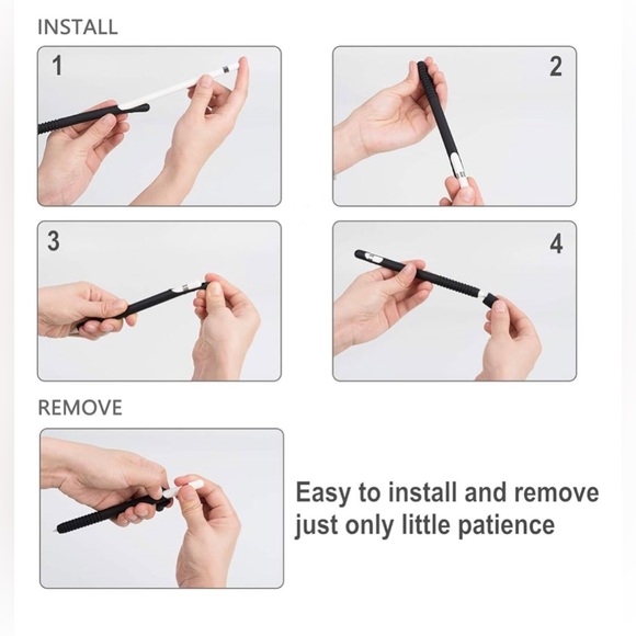 Apple Pencil 1st Gen. Cover Case Sleeve Grip with Protective Nib Cover, Black - Picture 2 of 4